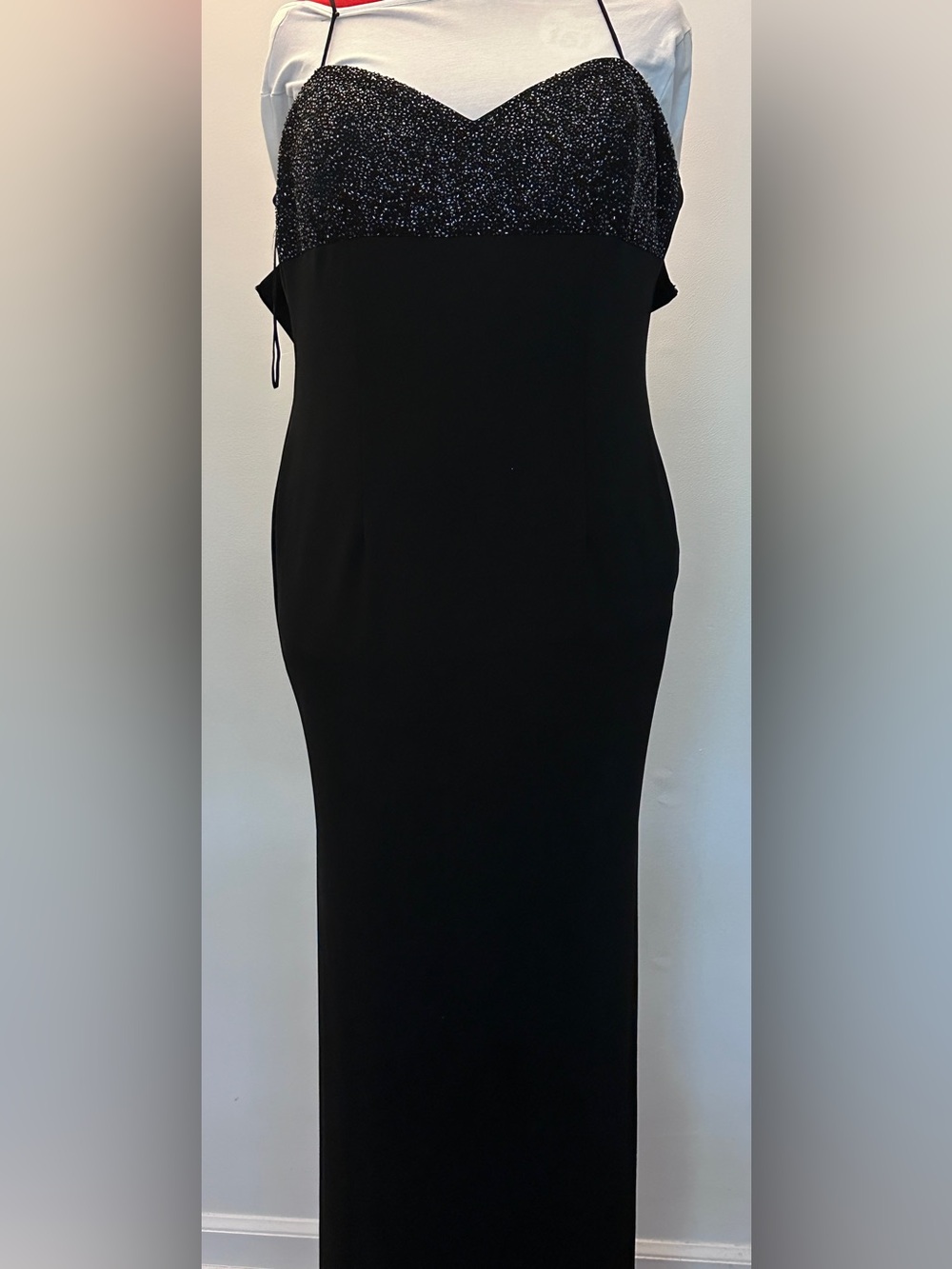 Elegant Black Beaded Evening Gown | Sweetheart Neckline | Front Slit | Formal Dr